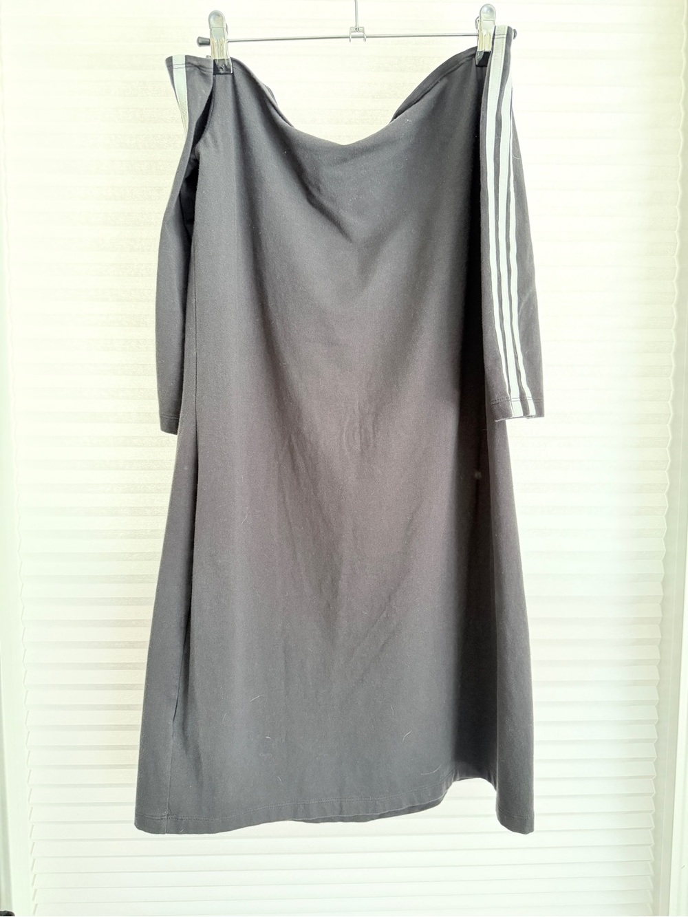adidas Black Off-Shoulder Mini Dress with White Stripes - Picture 5 of 6